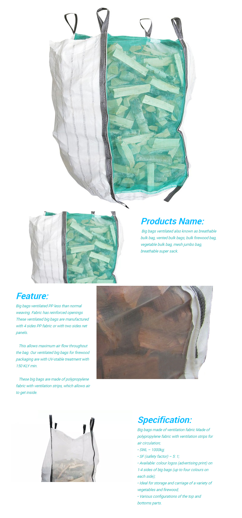 pp and ventilated big bags for firewood 1000kg can also be used for agriculture products 4